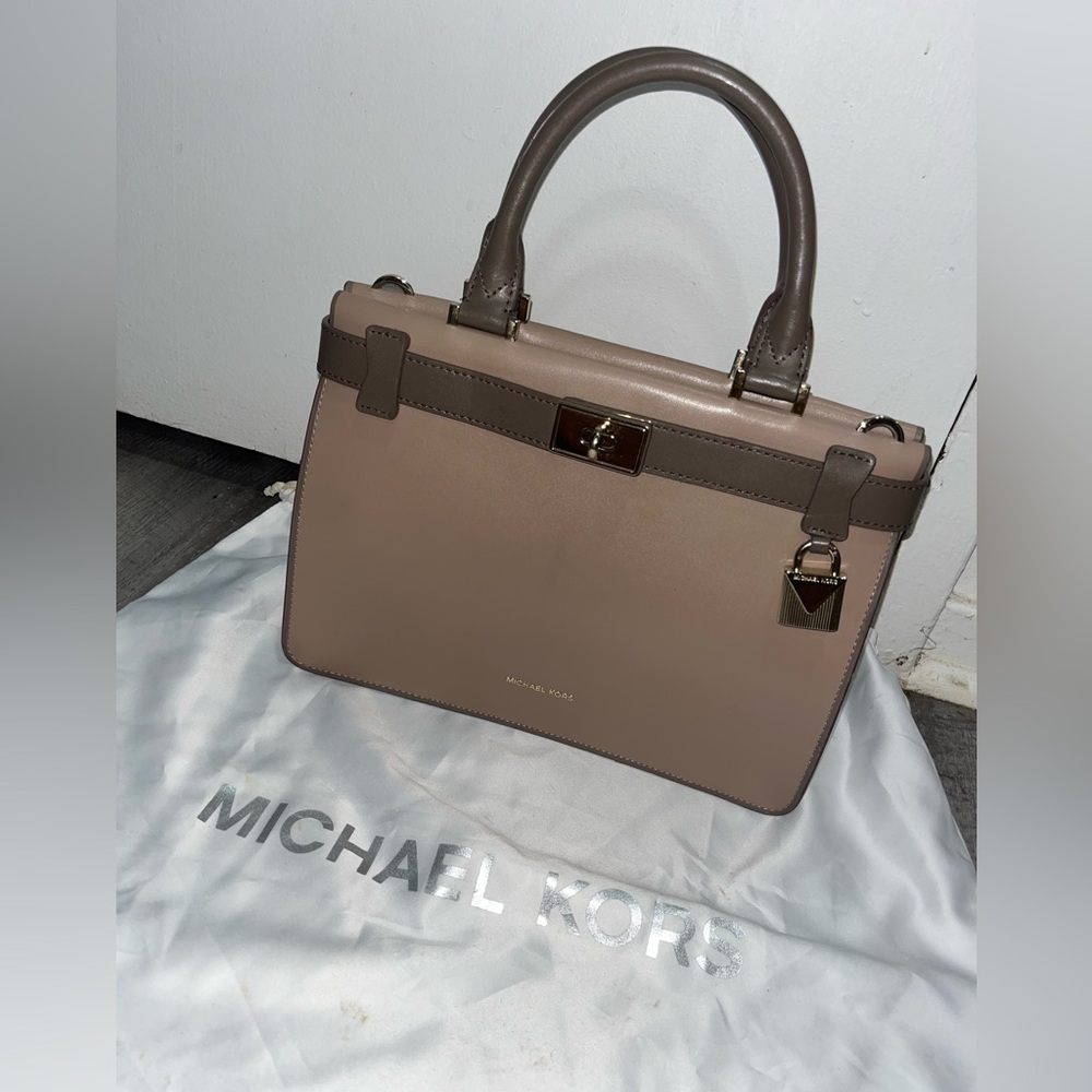 Michael Kors Small Tatiana Two Tone Leather Sachel